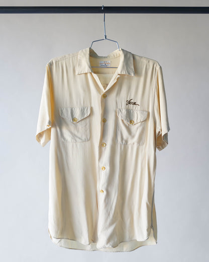 60's Rayon Bowling Loop Collar Shirt - Medium