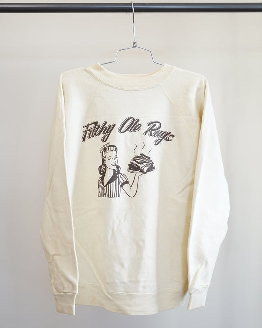 Filthy Ole Rags 80's Yellow Sweatshirt - Brown Front Print (Small)