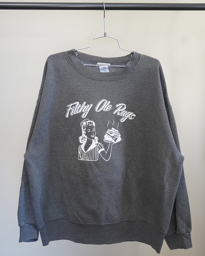 Filthy Ole Rags 00's Gray Sweatshirt - White Front Print (XL)