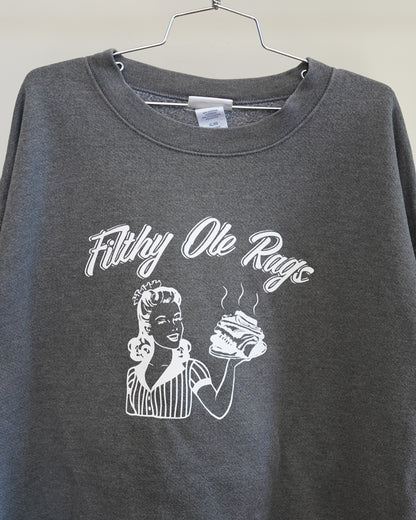 Filthy Ole Rags 00's Gray Sweatshirt - White Front Print (XL)