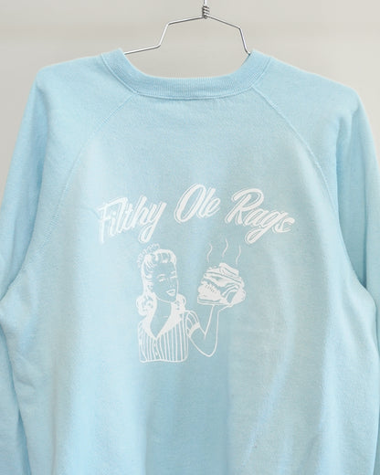 Filthy Ole Rags 90's Baby Blue Sweatshirt - White Front Print (XL)