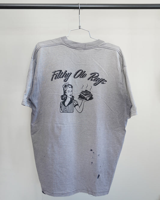 Filthy Ole Rags 90's Faded Gray Tee - Black Back Print (XL)